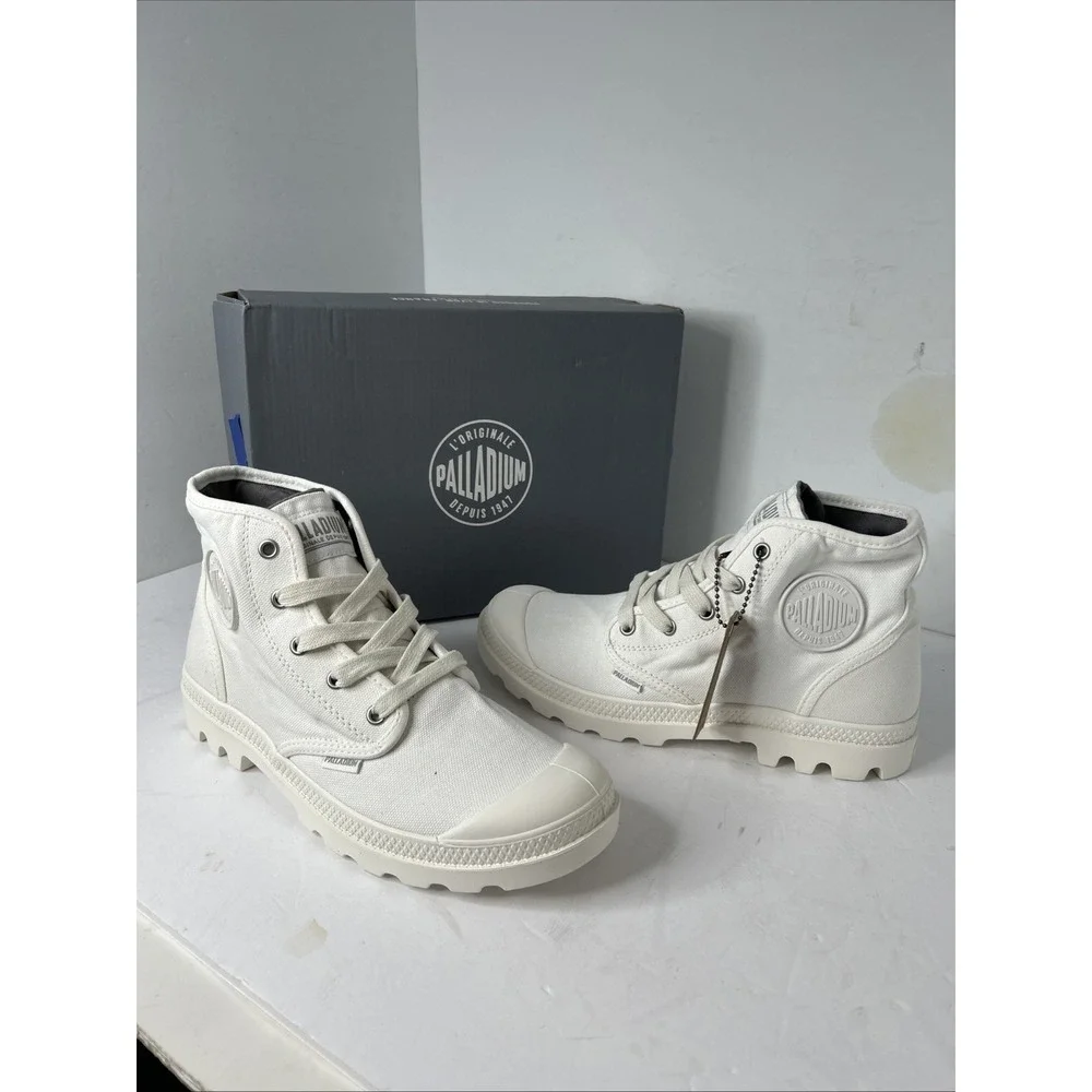 Palladium Pampa Star White Womens Canvas Boots Size 9 - Picture 1 of 9